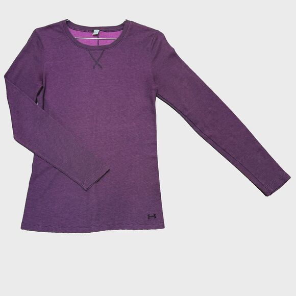 Under Armour Purple Pink Long Sleeve Thermal UA Top Fitted Waffle Weave Size M/L - Picture 1 of 6